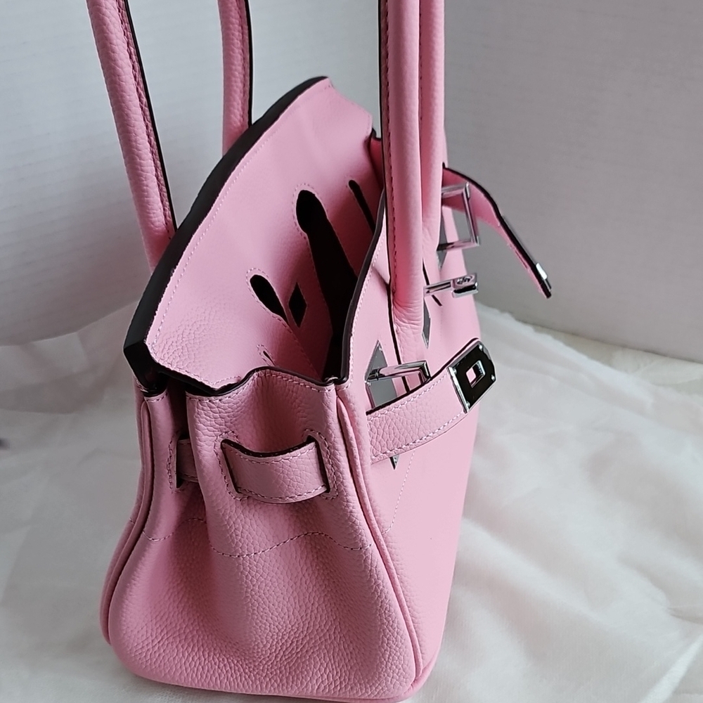 Pink Leather Top Handle bag (Shoulder Birkin Style) - Picture 6 of 11